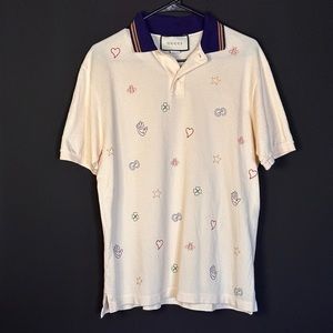 Gucci Multi Embroidered Men’s Collared Shirt Sz. M